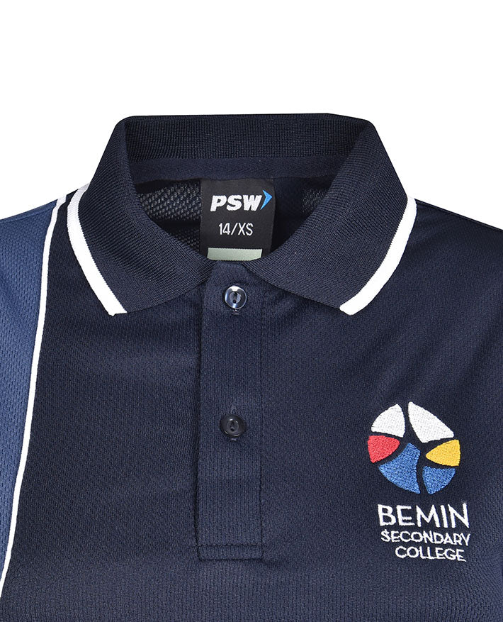 LS Micromesh Vertical Polo with Contrast Strip and Double Piping