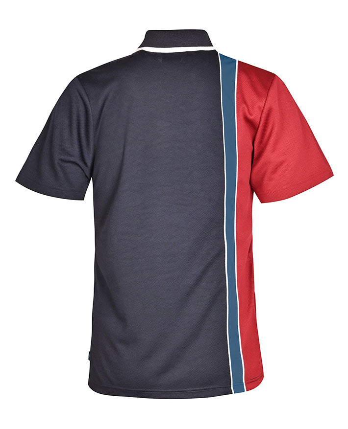 SS Micromesh Vertical Polo with Contrast Strip and Double Piping