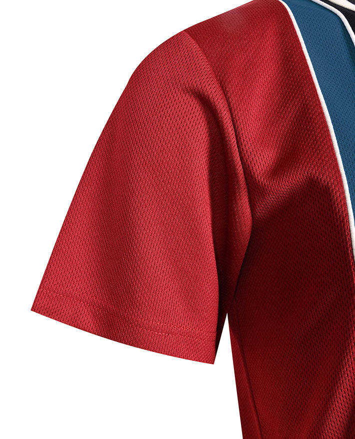 SS Micromesh Vertical Polo with Contrast Strip and Double Piping