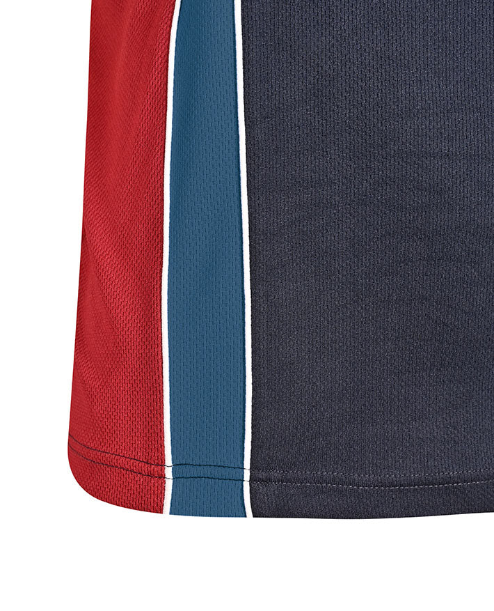 SS Micromesh Vertical Polo with Contrast Strip and Double Piping