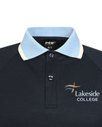 S/S Cotton Back Mesh Polo with Contrast Striped Collar and Panels