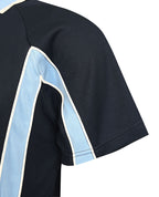 S/S Cotton Back Mesh Polo with Contrast Striped Collar and Panels