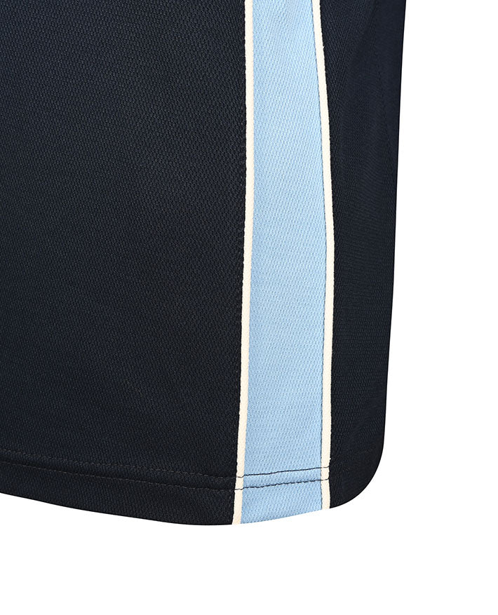 S/S Cotton Back Mesh Polo with Contrast Striped Collar and Panels