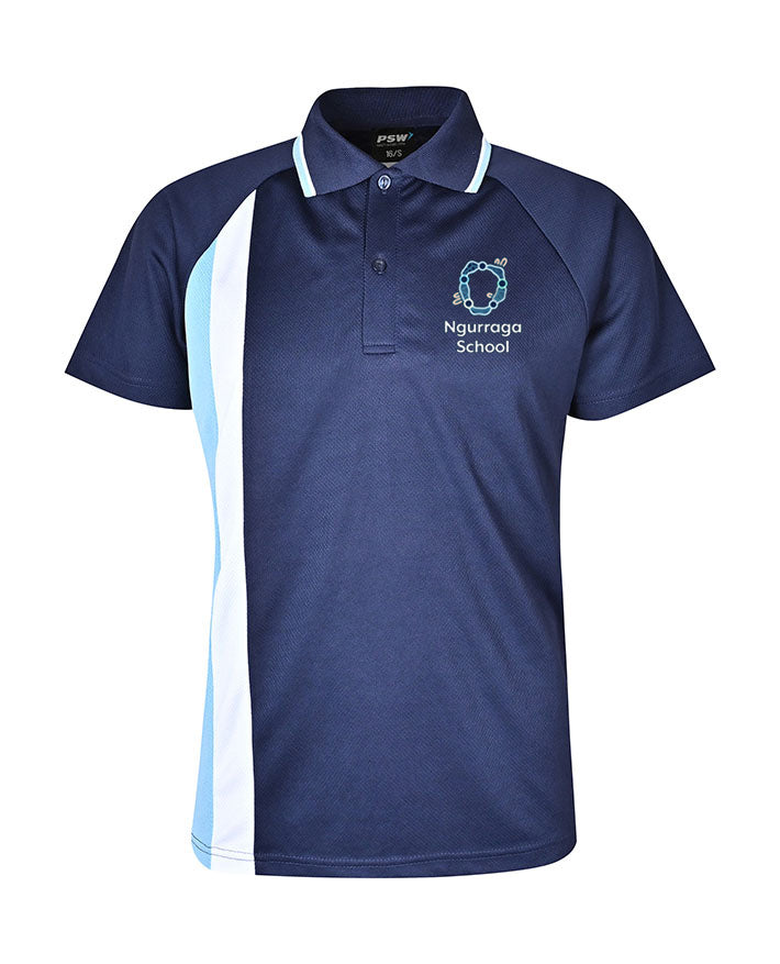 SS Mesh polo with 2 vertical stripes