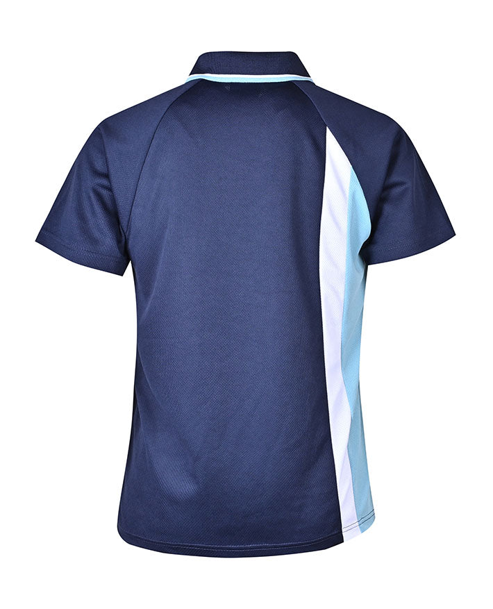 SS Mesh polo with 2 vertical stripes