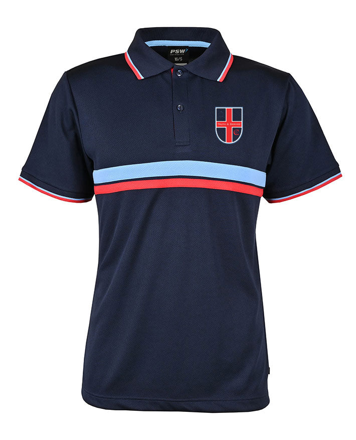 SS Mesh polo with contrast stripes