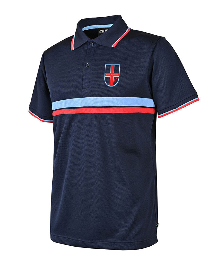 SS Mesh polo with contrast stripes