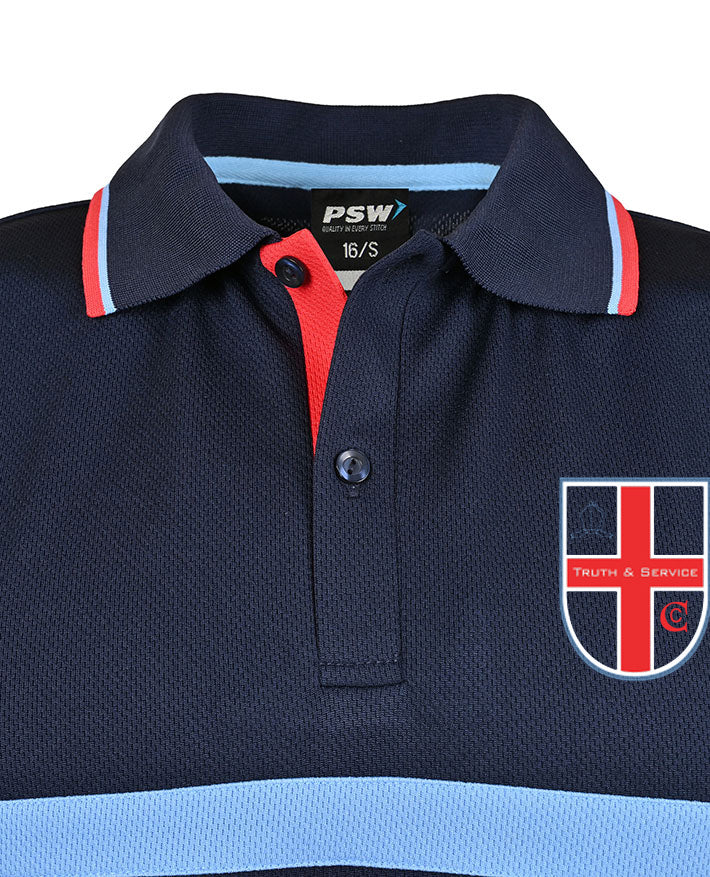 SS Mesh polo with contrast stripes