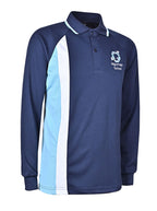 LS Mesh polo with 2 vertical Stripes