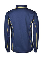 MIcromesh LS polo w contrast piping & 3 color collar