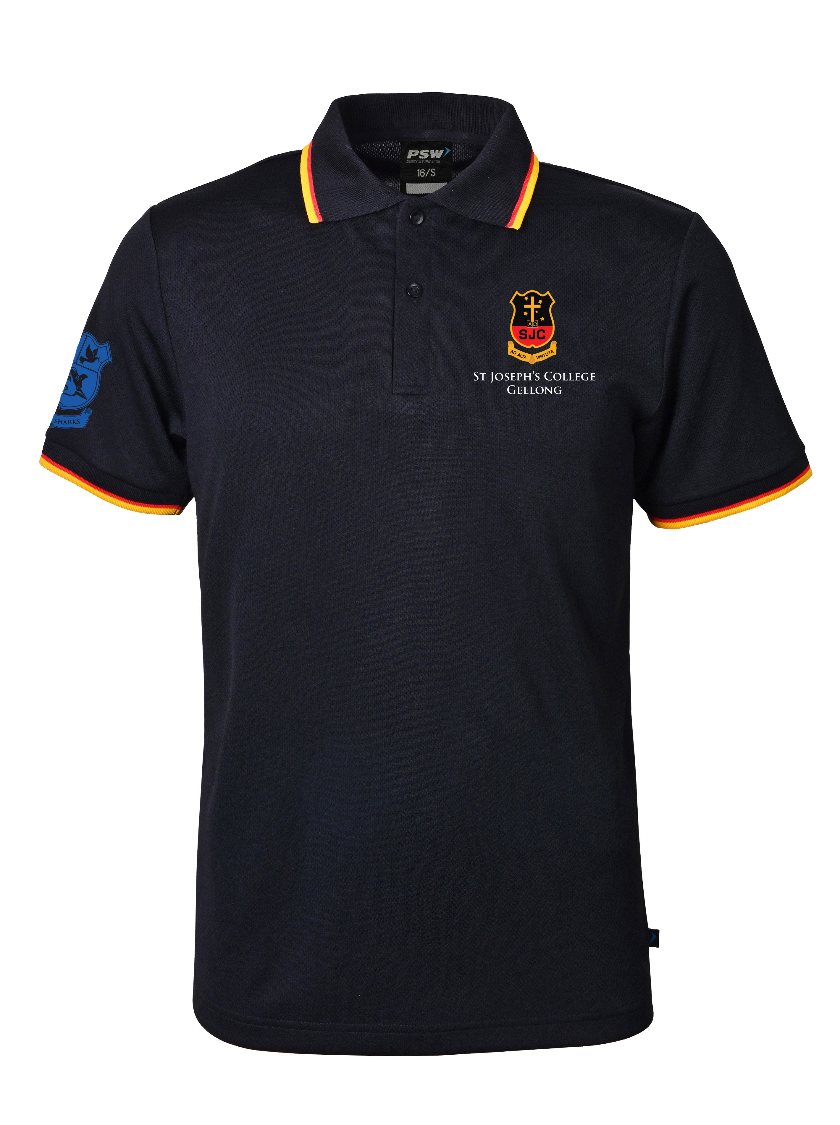 SS Mesh polo with stripe collar & armbands