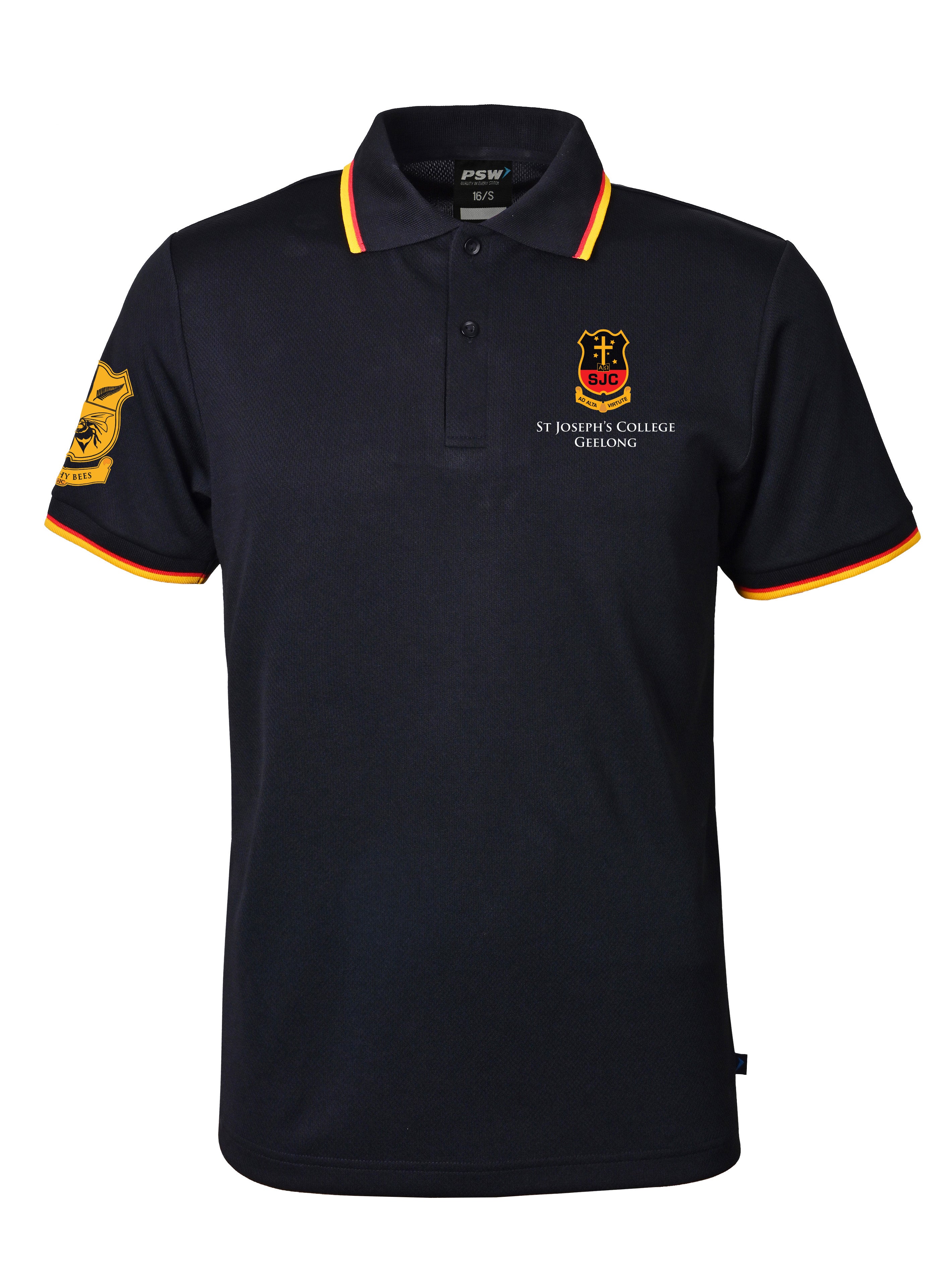 SS Mesh polo with stripe collar & armbands