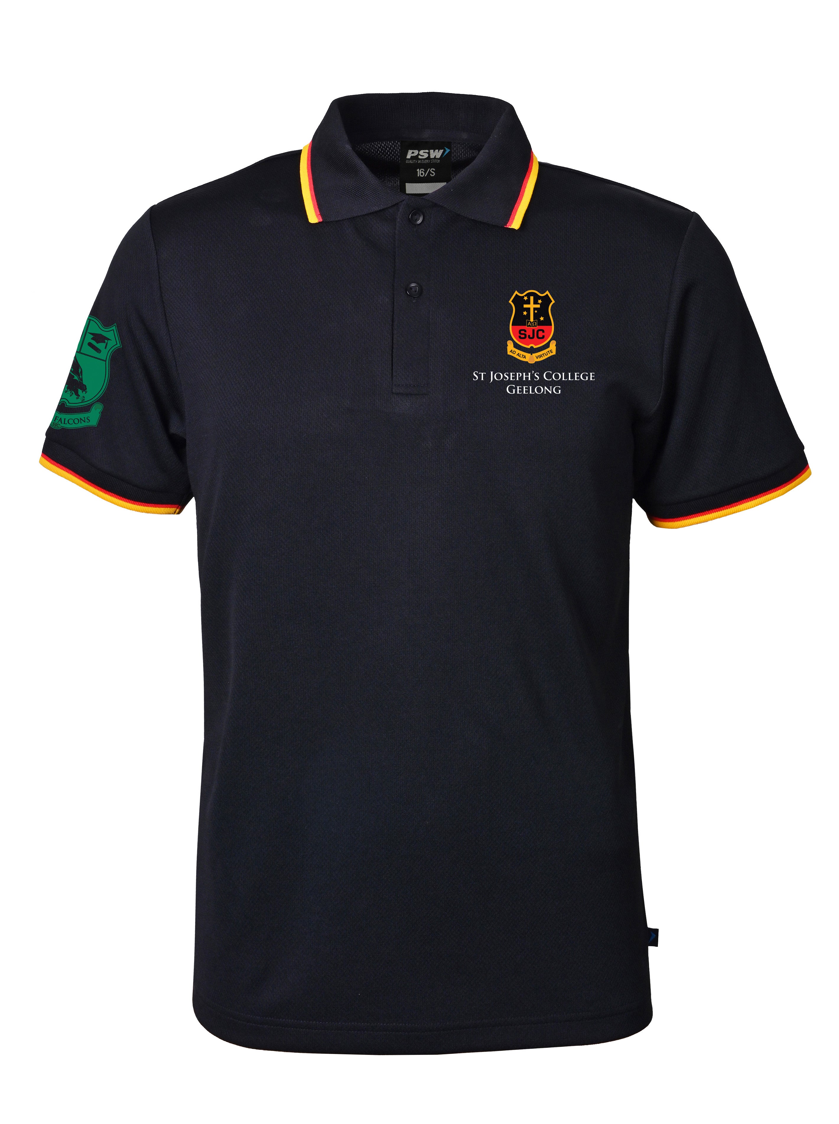 SS Mesh polo with stripe collar & armbands