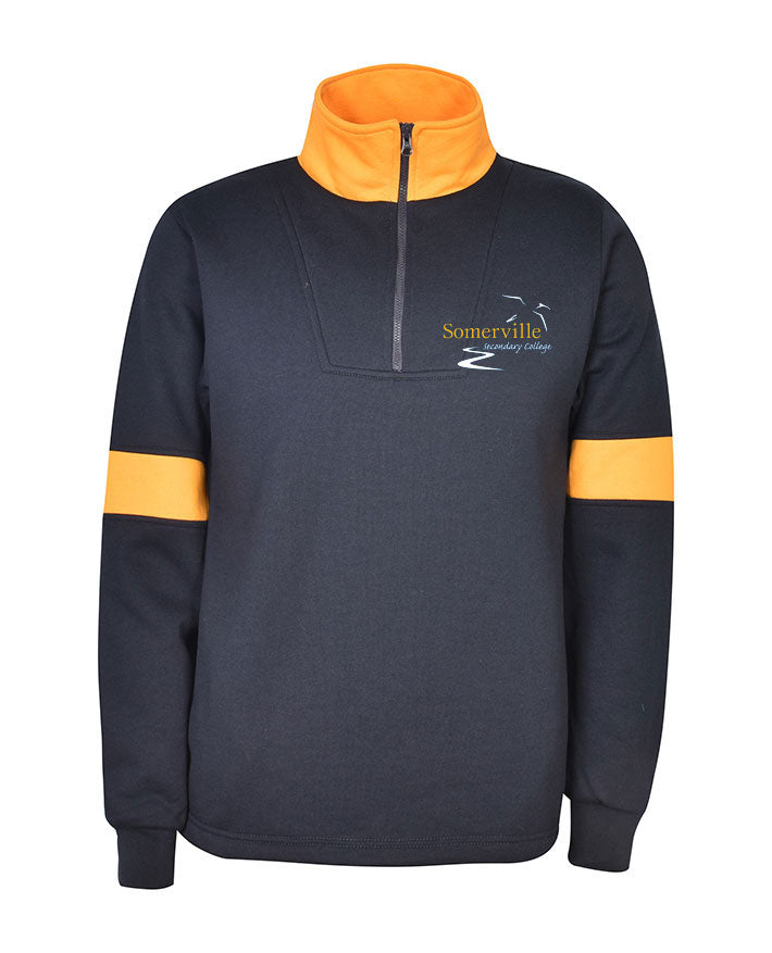Fleece Rugby Windcheater-Contrast Sleeve Panels