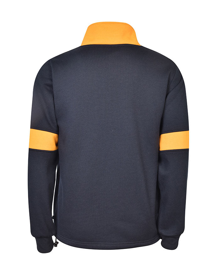 Fleece Rugby Windcheater-Contrast Sleeve Panels