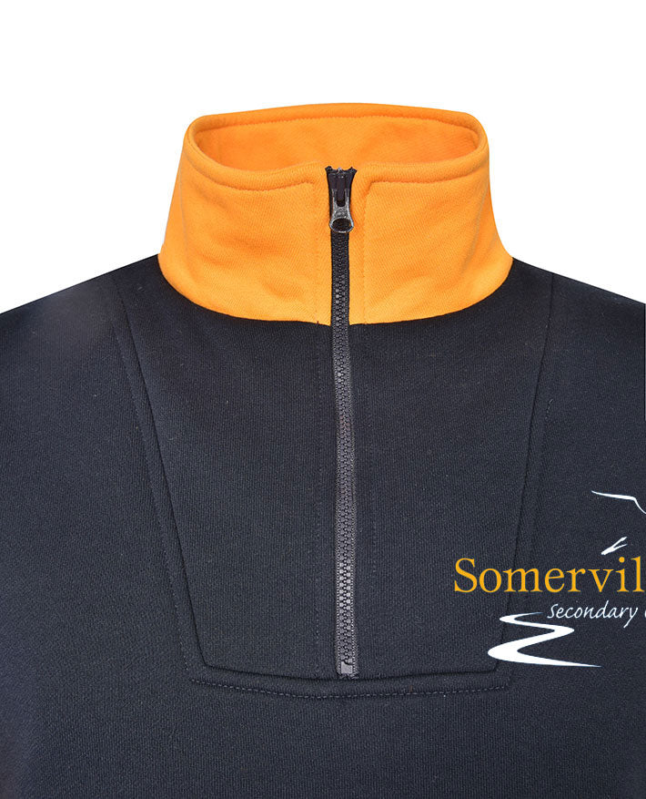 Fleece Rugby Windcheater-Contrast Sleeve Panels