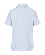 Short Sleeve Houndstooth Blouse - Peter Pan Collar