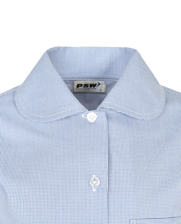 Short Sleeve Houndstooth Blouse - Peter Pan Collar