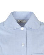 Short Sleeve Houndstooth Blouse - Peter Pan Collar