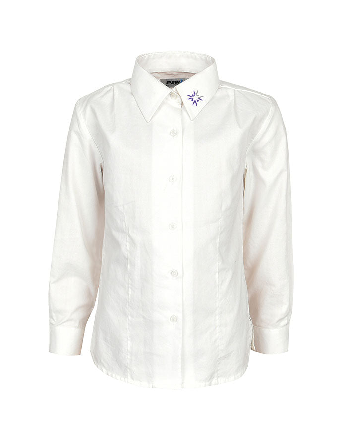 Long Sleeve Jacquard Blouse - Stand Collar