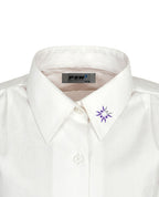 Long Sleeve Jacquard Blouse - Stand Collar
