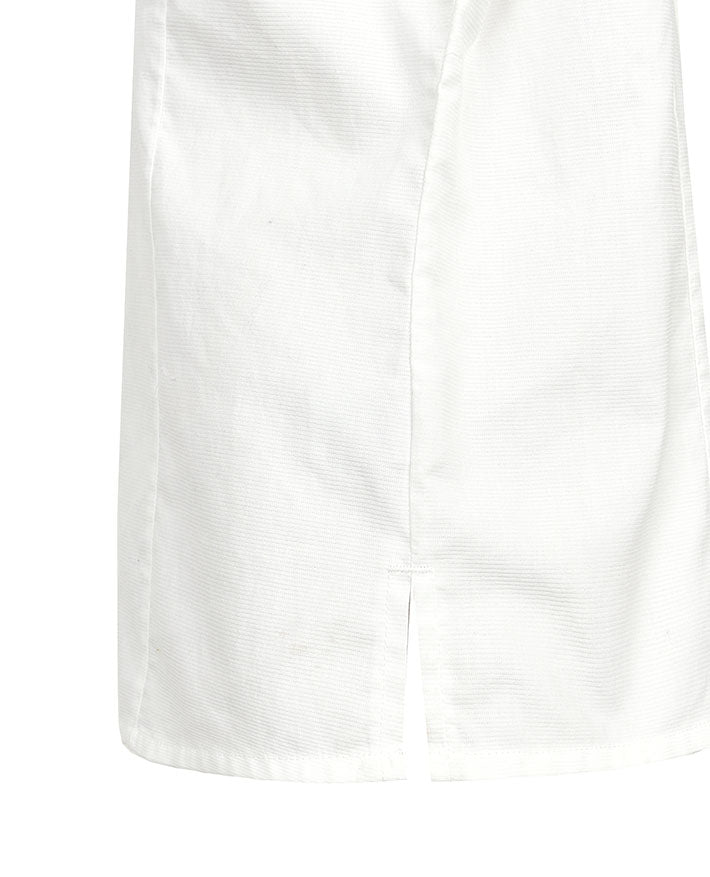 Long Sleeve Jacquard Blouse - Stand Collar