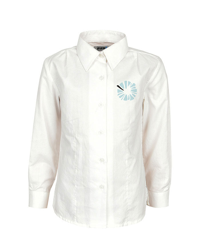Long Sleeve Jacquard Blouse - Stand Collar
