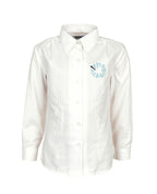 Long Sleeve Jacquard Blouse - Stand Collar