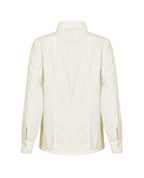 Long Sleeve Jacquard Blouse - Stand Collar