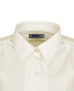 Long Sleeve Jacquard Blouse - Stand Collar