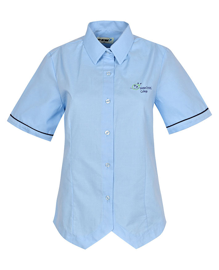 Poplin SS Blouse with piping
