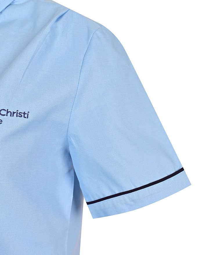Poplin SS Blouse with piping