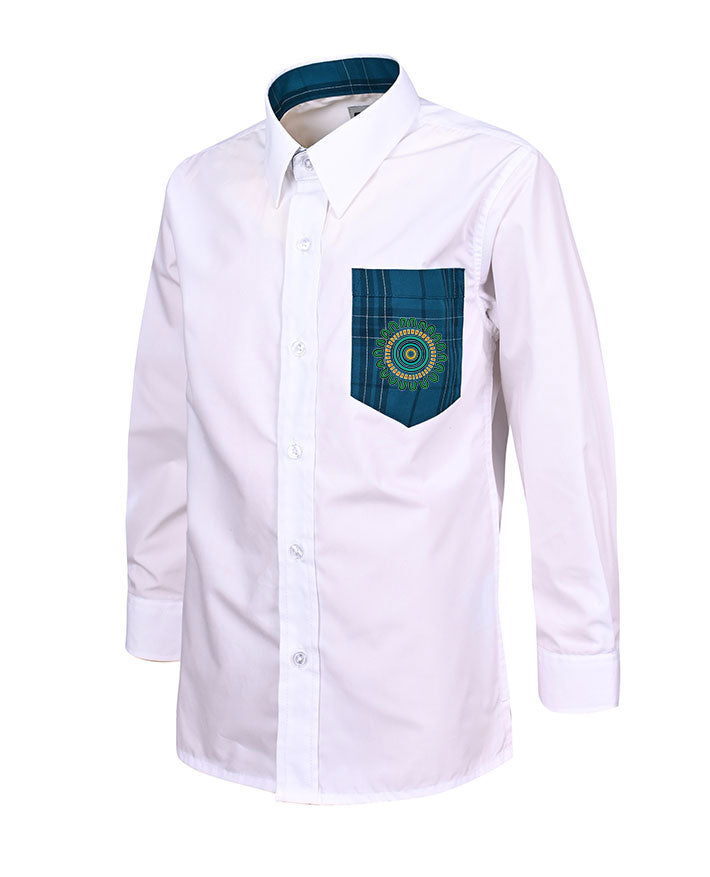 LS shirt with contrast pocket and piping