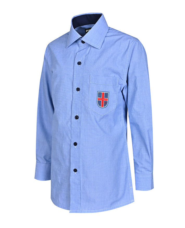 LS shirt with contrast inner neck & placket 150gsm winter weight