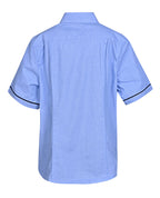 SS blouse with piping, contrast collar and placket