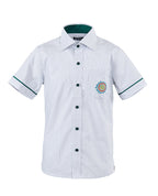 SS shirt with contrast inner collar, buttons, and piping