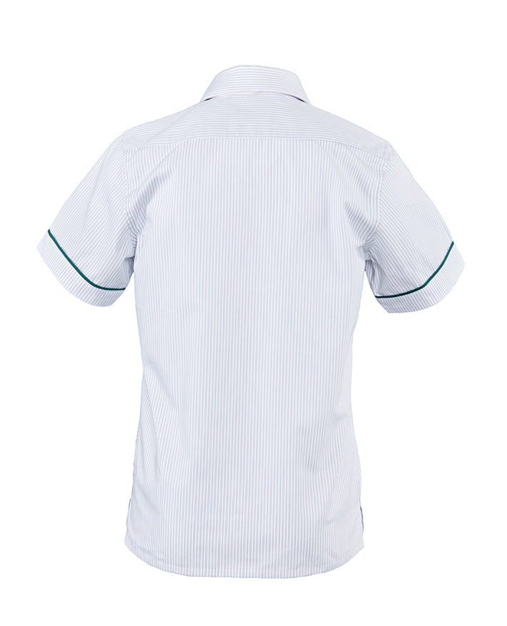 SS shirt with contrast inner collar, buttons, and piping