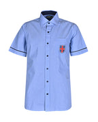 SS shirt with piping, contrast collar & placket