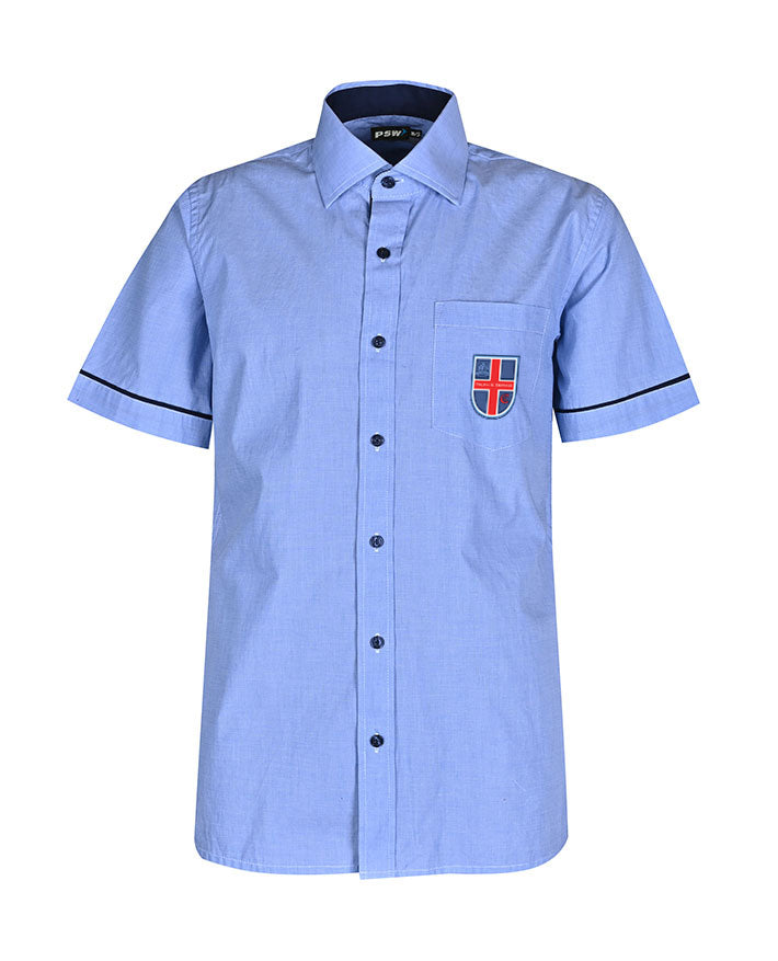 SS shirt with piping, contrast collar & placket