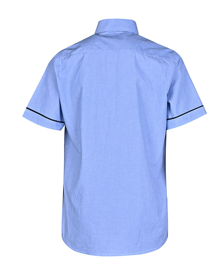 SS shirt with piping, contrast collar & placket