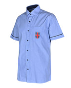SS shirt with piping, contrast collar & placket