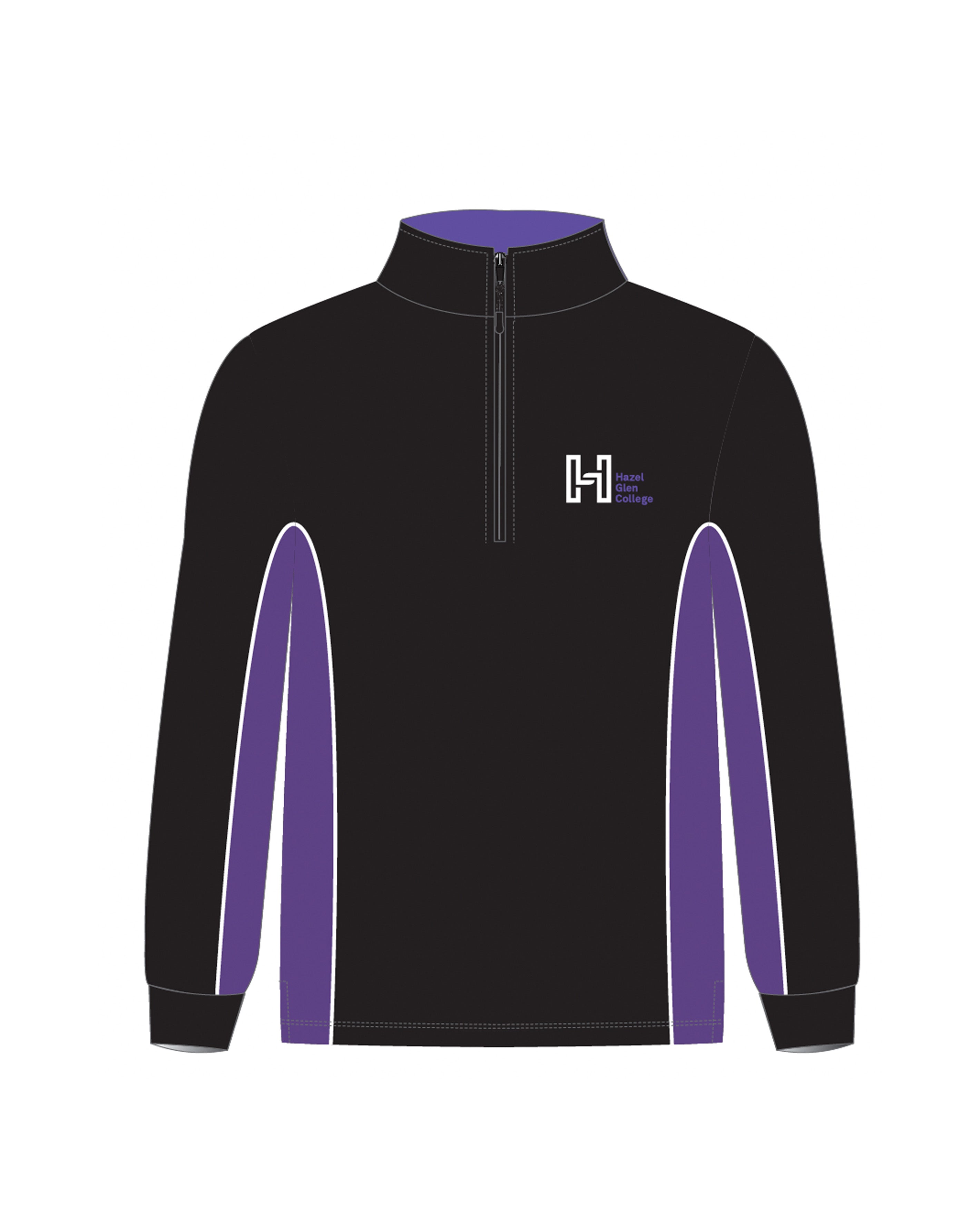 Fleece Open hem Qtr zip top with contrast side panels
