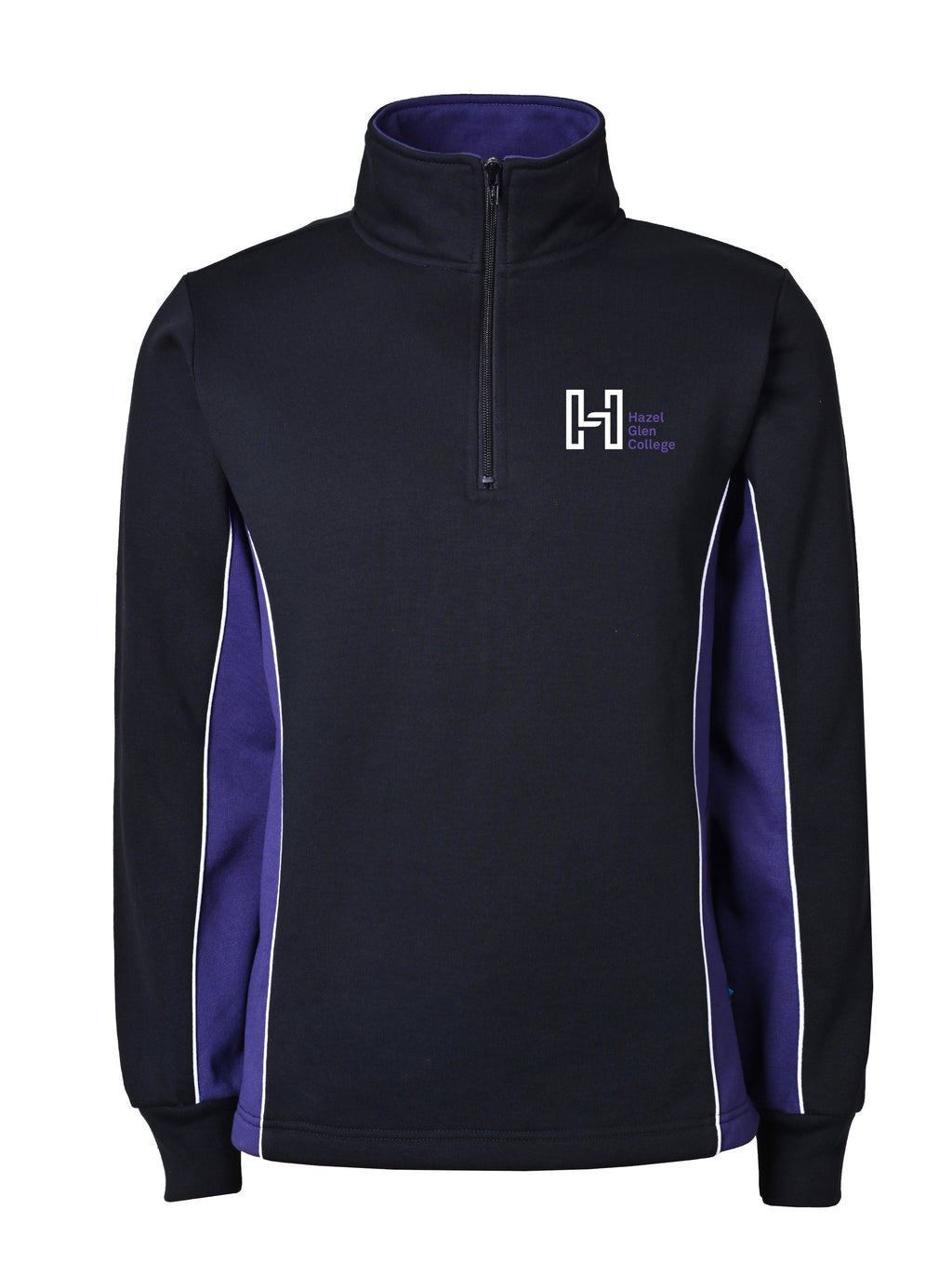 Fleece Open hem Qtr zip top with contrast side panels