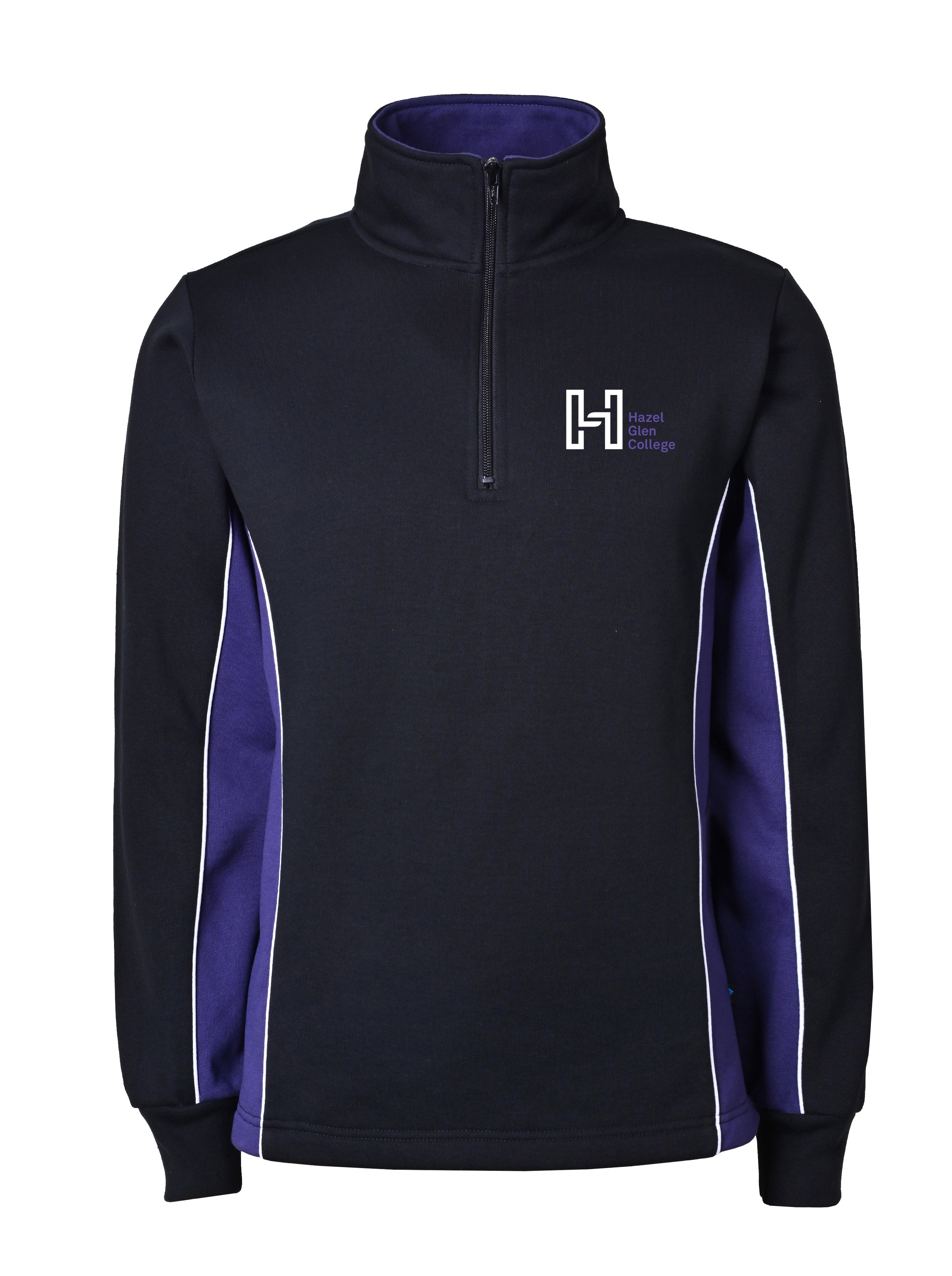 Fleece Open hem Qtr zip top with contrast side panels