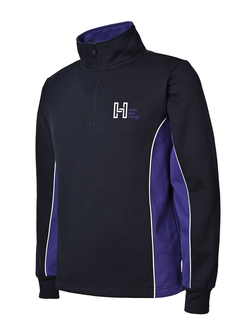 Fleece Open hem Qtr zip top with contrast side panels