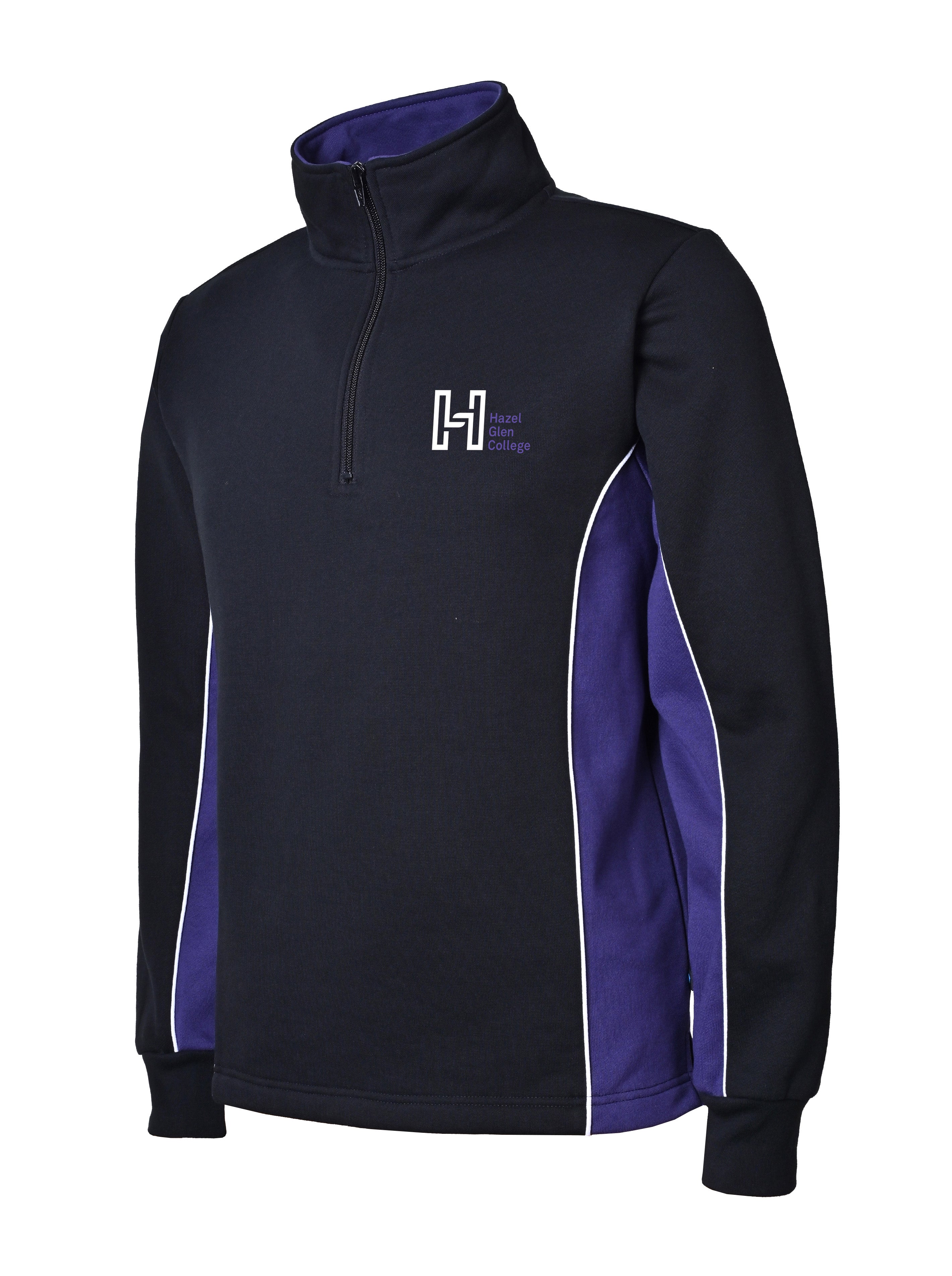 Fleece Open hem Qtr zip top with contrast side panels