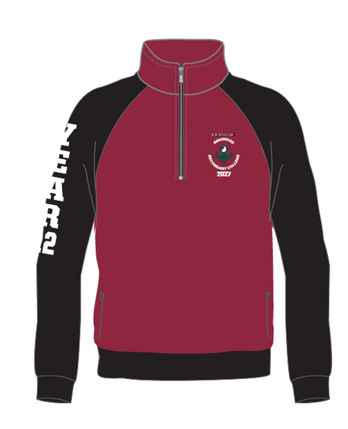 QTR Zip Contrast Raglan Sleeve w. Zip Pocket