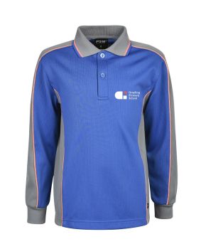 Long Sleeve Raglan Polo With Constrast Panels and Pipping