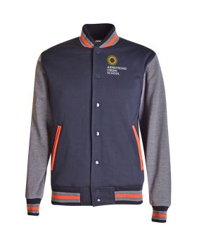 varsity jacket with contrast sleeve and contrast Pique pocket